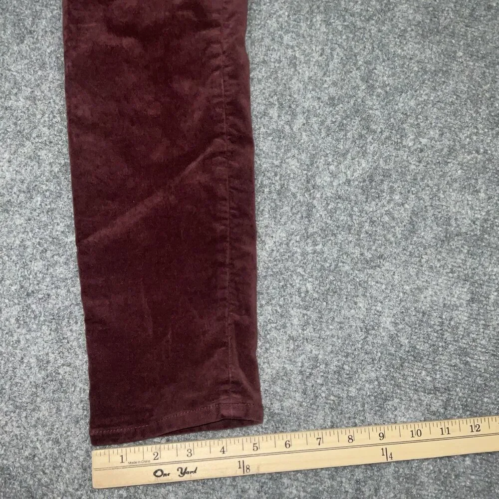 J.CREW Pants Womens Size 28 Plum Burgundy Velvet Skinny Fall Winter Staple